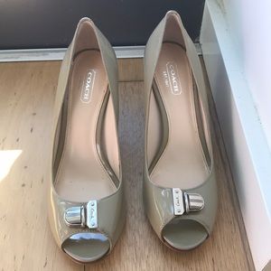 Grey Coach peeptoe Heels